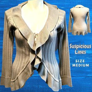 Womens Grey Ruffle Sweater Size Medium